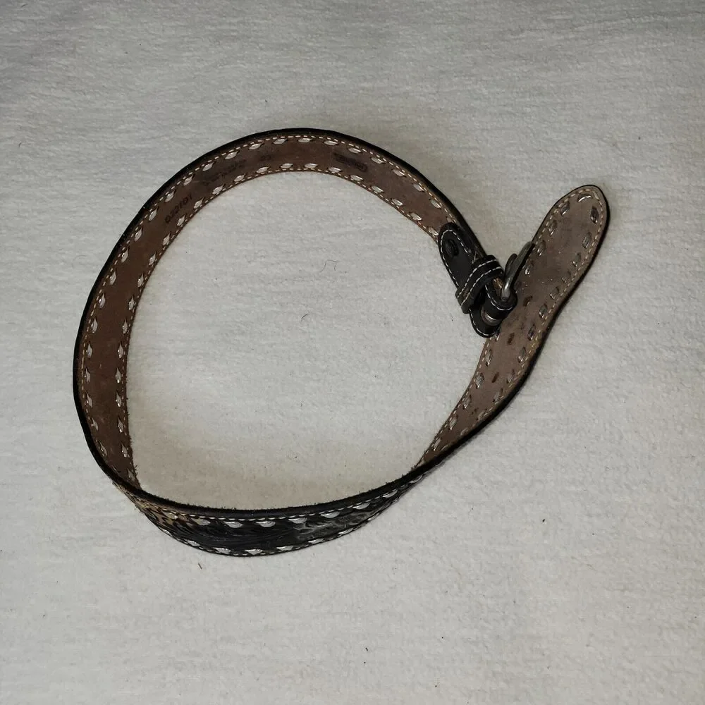 Vtg Tex Tan Belt Womens Sz 20 Barbie Buckle Genuine Cowhide 022101 Made In USA